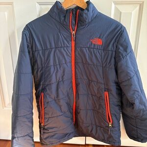 The North Face Navy Puffer with Orange zippers Men's size medium **see notes**